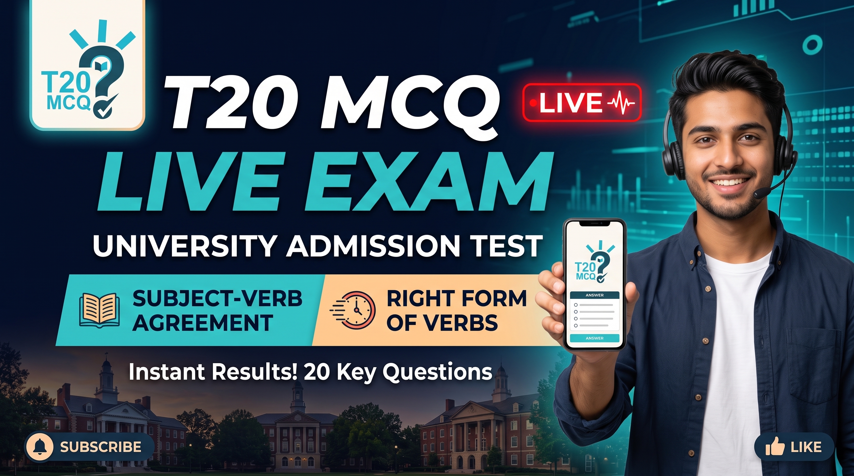 T20 MCQ LIVE EXAM Ans. Sheet - Verb Agreement, Right Form of Verbs